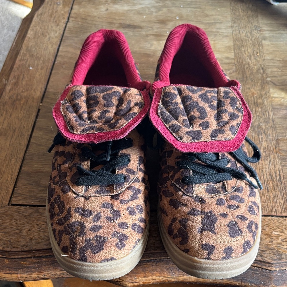 Steve Madden Madrid Leopard Print Sneakers with Red Trim